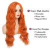 Beweig Long Curly Wavy Orange Wig Middle Part Synthetic Hair Replacement Wig for Cosplay Daily Use