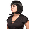 AGPTEK 13 Inches Straight Heat Resistant Short Bob Hair Wigs with Flat Bangs for Women Cosplay Daily Party Black