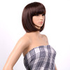 AGPTEK 13 Inches Straight Heat Resistant Short Bob Hair Wigs with Flat Bangs for Women Cosplay Daily Party Dark Brown
