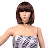 AGPTEK 13 Inches Straight Heat Resistant Short Bob Hair Wigs with Flat Bangs for Women Cosplay Daily Party Dark Brown
