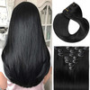 18 Clip in Human Hair Extensions Full Head 150g 7 Pieces 16 Clips Jet Black Double Weft Brazilian Real Remy Hair Extensi