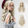 IMSTYLE Ash Blonde Synthetic Hair Lace Front Wigs Long Curly Wave Wigs Heat Resistant Hair Cosplay wig 24 inch for Woman