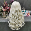 IMSTYLE Ash Blonde Synthetic Hair Lace Front Wigs Long Curly Wave Wigs Heat Resistant Hair Cosplay wig 24 inch for Woman