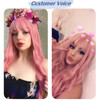 Netgo Womens Pink Wig Long Fluffy Curly Wavy Hair Wigs for Girl Heat Friendly Synthetic Cosplay Party Wigs
