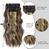 Clip in Synthetic Hair Extensions Long Wavy 4PCS Thick Hairpieces Blonde Highlighted Medium Brown Fiber Double Weft Natu
