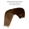 Clip in Human Hair Extensions Brown to Ash Brown Ombre Clip in Hair Extensions 7 Pieces 70G Double Weft Remy Clip in Rea