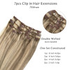 Clip in Hair Extensions Real Human Hair Ash Blonde Highlighted Blonde Remy Human Hair Clip in Extensions 18inch 7pcs 70G