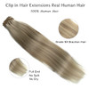 Clip in Hair Extensions Ash Blonde Balayage Blonde Hair Extensions Real Human Hair Clip ins Extensions 22 Inch 7 Pieces