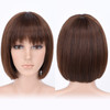 HSPJHTM Brown Bob Wigs10 Short Bob Wigs with Bangs Straight Bob Wigs for Women Synthetic Short Bob Wigs Heat Resistant F
