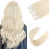 Sixstarhair 50g Tape in Hair Extensions Blonde Hair Extensions Color 60 Ash Blonde Natural Human Hair Extensions Platinu