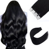 Sixstarhair Jet Black Tape In Hair Extensions Human Hair 20 Pieces Natural Black Hair Extensions Made of 100 Remy Human