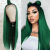 QDTizer Lace Front Wigs Long Straight Hair Ombre Green Wig Glueless Heat Resistant Fiber Hair Synthetic Lace Front Wigs