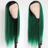 QDTizer Lace Front Wigs Long Straight Hair Ombre Green Wig Glueless Heat Resistant Fiber Hair Synthetic Lace Front Wigs