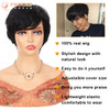 PHOCAS Short Cut Wigs Human Hair Short Pixie Wigs With Bangs Pixie Cut Wig Short StraightNatural Black