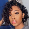 WIGER Short Lace Front Wigs Human Hair for Women Short Curly Bob Wig Black Wavy Lace Wig Black Pixie Cut Wig Brazilian V