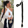 YOSILADY Long Braid Ponytail Extension with Elastic Tie Black Straight Sleek Wrap Around Braid Hair Extensions Synthetic