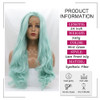 Kalisa Mint Green Lace Front Wig Long Wavy Blue Green Side Part Natural Hairline Wig Synthetic Curly Pre Plucked Wig Hea