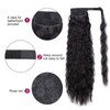 Stamped Glorious Long Corn Wave Ponytail Extension Magic Paste Heat Resistant Wavy Synthetic Wrap Around Ponytail Black