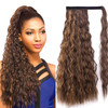 Stamped Glorious Long Corn Wave Ponytail Extension Magic Paste Heat Resistant Wavy Synthetic Wrap Around Ponytail Black