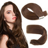 Sassina Tape in Hair Extensions Chocolate Brown Remy Human Hair Extensions Tape in Natural Straight Hair Double Side Rep