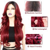 Ebingoo Wig Cap 26 Inch Burgundy Lace Front Wigs with Dark Roots Wine Red Lace Front Wig With Baby Hair Ombre Red Lace F