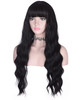 AMZCOS Long Wavy Black Wig with Bangs for Women Heat Resistant Synthetic Hair Wigs for Daily UseBlack