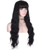 AMZCOS Long Wavy Black Wig with Bangs for Women Heat Resistant Synthetic Hair Wigs for Daily UseBlack