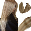 Tape in Hair Extensions Human Hair 22 Inch Golden Brown Balayage Blonde Human Hair Tape in Extensions 20 PCS 60G Silky S