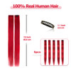 Winsky Red Hair Extensions Clip in Human Hair 100 Straight Party Highlights Clip on Colored Hair Extensions 5 PiecesSet