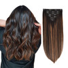 Clip in Hair Extensions Real Human Hair 120g 7pcs Human Hair Clip in Extensions 18 Inch Natural Black Mixed Chestnut Bro