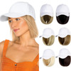 Lansigreen Baseball Cap with Hair Extensions Hat Wig Adjustable Hat Attached Short Straight 14 Synthetic Hairpiece for W