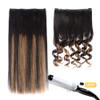 5 Pieces 20 Remy Clip in Hair Extensions Human Hair Natural Black to Chestnut Brown Highlight Ombre Silky Straight Short