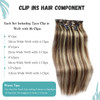 15inch Clip in Hair Extensions Brown with Blonde Highlighted Remy Silky Straight Human Hair Extensions Blonde Balayage 7