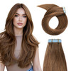 YILITE Tape in Hair Extensions Human Hair 16 inches 20pcs 40g Silky Straight Remy Tape in Hair Extensions 6 Chestnut Bro