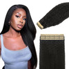 Lashey Tape in Hair Extensions Human Hair for Black Women Kinky Straight Tape in Hair Extensions Natural Black 14 Inch 5