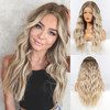 EMMOR Long Ombre Blonde Lace Front Wig for Women25 Inch Natural Wavy Daily Hair Synthetic Lace Wigs Middle PartHand Tied