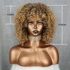 Xinran 14 inch Blonde Curly Wigs 70s Kinky Brown Mixd Blonde Afro Wigs for Black Women Synthetic Afro Curly Blonde Wigs