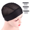 Ecojunmi 2pcs Crochet Braid Headband Wig Cap With 6pcs Free Wig Combs Black Big Hole Wig Caps For Making Wigs Crochet Wi