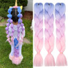VCKOVCKO Pink Jumbo Braid Crochet Braids Hair Extension Three Tone Ombre Color Rainbow Jumbo Braiding For Twist Braiding