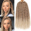 Leeven 7 Packs 12 Inch Passion Twist Hair Ombre Blonde Water Wave Crochet Braids for Passion Twist Crochet Braiding Hair