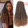 Leeven 7 Pcs Passion Twist Hair Ombre Color Water Wave Synthetic Crochet Braids for Butterfly Locs 18 Inch Passion Twist