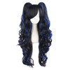 MapofBeauty Multicolor Lolita Long Curly Clip on Ponytails Cosplay Wig BlackBlue