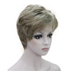 Wigsinway Short Synthetic Wigs Blonde with Highlights Fluffy Straight Full Bang Capless Heat Resistant Fiber Wigs for Wo