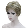 Wigsinway Short Synthetic Wigs Blonde with Highlights Fluffy Straight Full Bang Capless Heat Resistant Fiber Wigs for Wo