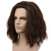 karlery Men Fluffy Short Curly Brown Wig Halloween Cosplay Wig Anime Costume Wig 1