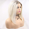sylvia Blonde Bob Lace Front Wigs Short Straight Synthetic Wigs 14 Inch Natural Straight Synthetic Wigs Heat Resistant F