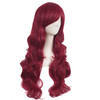 MapofBeauty 28 Inch70cm Charming Women Side Bangs Long Curly Full Hair Synthetic Wig Red