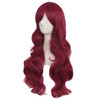 MapofBeauty 28 Inch70cm Charming Women Side Bangs Long Curly Full Hair Synthetic Wig Red