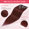 MYLADY Clip In Hair Extensions Real Human Hair 20 Inch 8pcs Remy Real Hair Extension Clip ins 99J Burgundy Wine Red 105g
