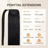 DOORES Ponytail Extension Human Hair clip in hair extensions Jet Black 14 Inch 75g Hair Extensions Clip in Human Hair St